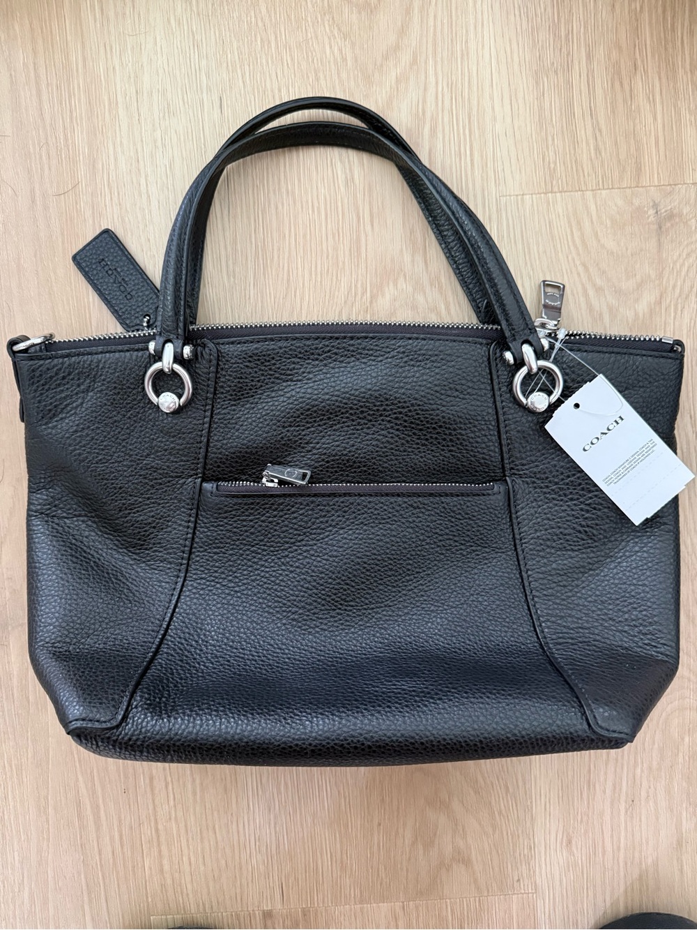Coach Kacey Satchel Bag Black Pebbled Leather - Picture 3 of 4